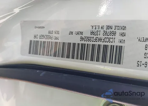 2015 Dodge Dart Se из США, поврежденный, VIN 1C3CDFAA3FD392246